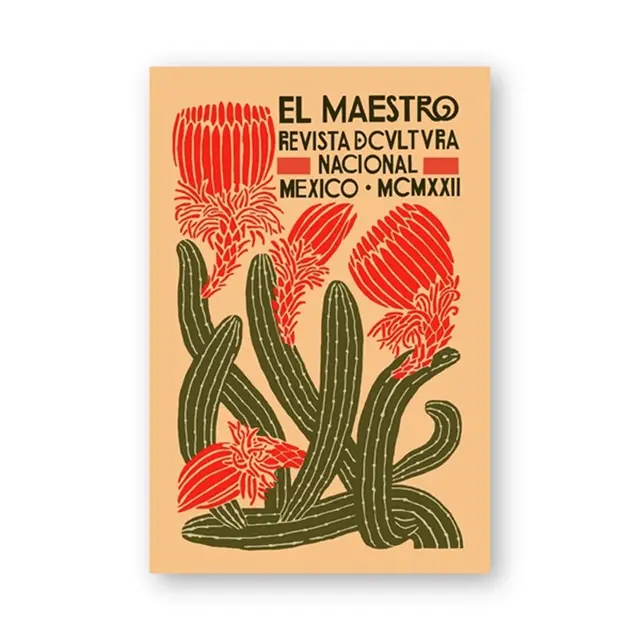 Mexican Retro Style Floral Poster Canvas Painting Core - Shop at LoveMi