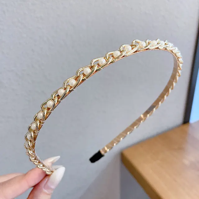Pure Color Hair Bundle Sponge Hair Band Fairy Hair Accessories K Type Pearl Headband - Shop at LoveMi