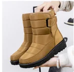 Winter Fabric Casual Cotton Shoes Mid-tube Artificial Wool Plus Velvet Thick Snow Boots - Khaki