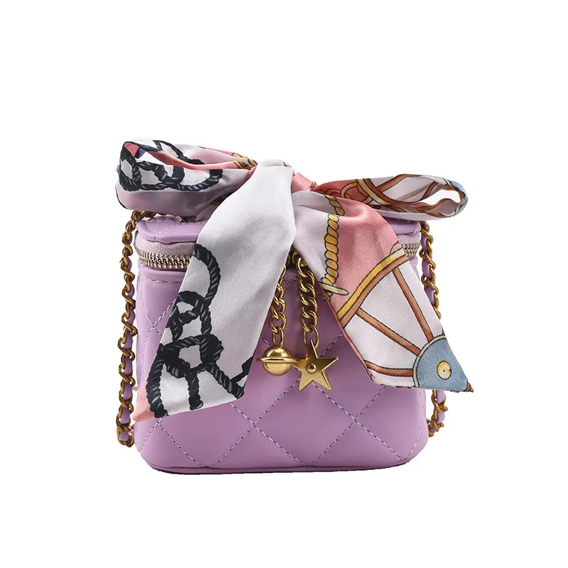 Mini Embroidery Thread Box Bag Chain Shoulder Bag Messenger Bag Purple - Shop at LoveMi