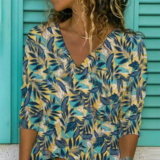 Ladies Urban Casual Loose Short Sleeve Printed Pullover T shirt Green - Shop at LoveMi