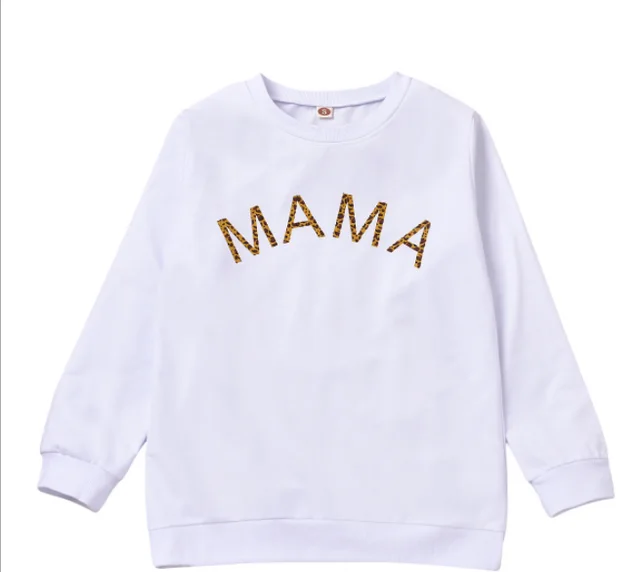 Spring Autumn Mom and Me Family Matching Sweatshirt Baby Girls Letter Print Long Sleeve Pullover Top Hoodie Clothes White - Shop at LoveMi