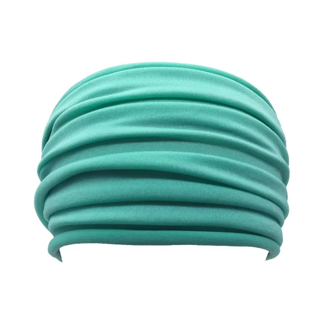 Pleated Widened Elastic Headband Sweat absorbent Yoga Headband Light Green - Shop at LoveMi