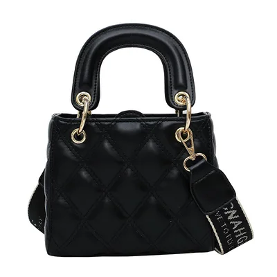 Hand held Small Square Bag Fashion Rhombus Chain Black - Shop at LoveMi
