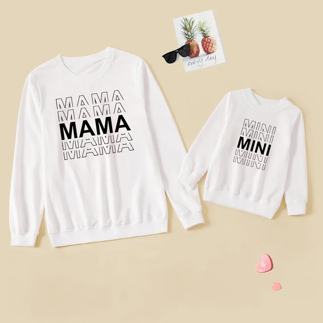 Explosive Letter Printed Sweater Parent child Sweater White - Shop at LoveMi