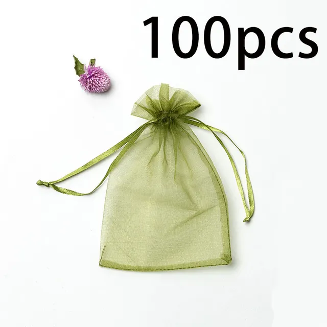 Candy Packaging Bag Drawstring Bag Jewelry Camphor Wood Bead Mesh Bag Army Green - Shop at LoveMi