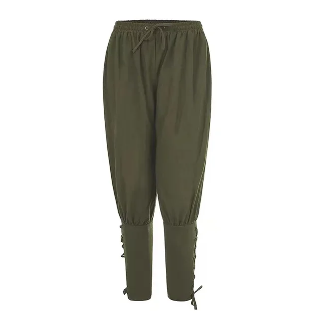 Medieval Retro Renaissance Roman Men's And Women's Cotton And Linen Boots Pants Army Green - Shop at LoveMi