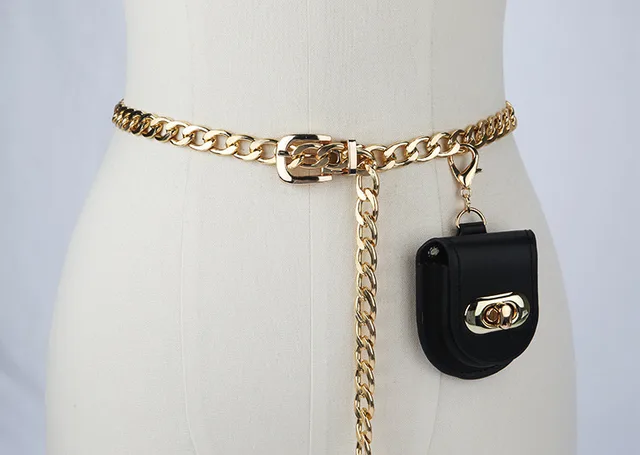 Hip Hop Metal Chain Bag Accessories Dress Jeans Belt Decoration Gold - Shop at LoveMi