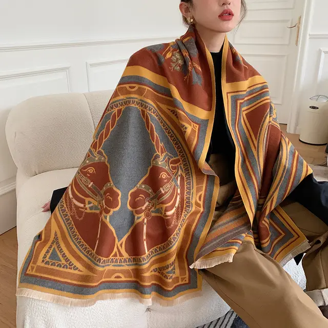 Street Geometric Imitation Cashmere Shawl Scarf Women 14 Style - Shop at LoveMi