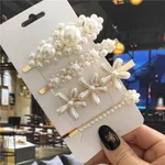 Jewelry Pearl Hairpin Set Retro Handmade Clip - G