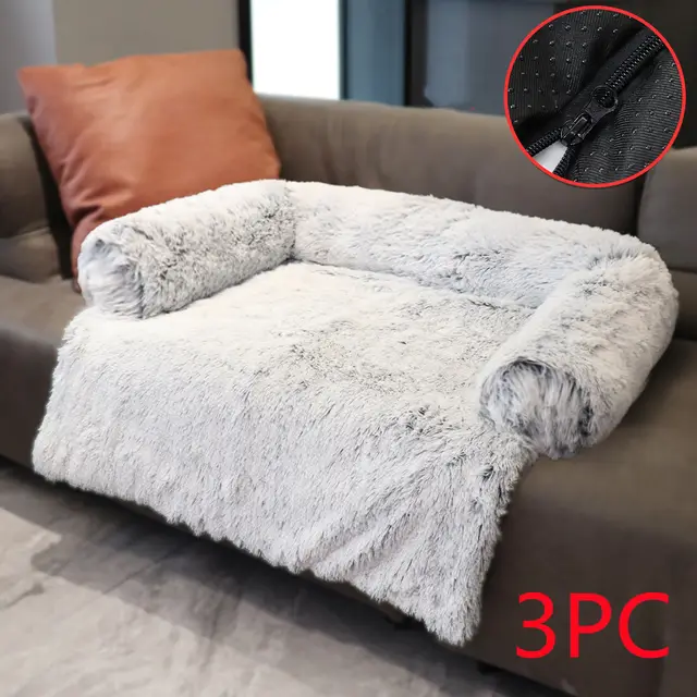Kennel Plush Blanket Dual Use One Pet Kennel Sofa Bed Grey Detachable Washable 3Pc - Shop at LoveMi
