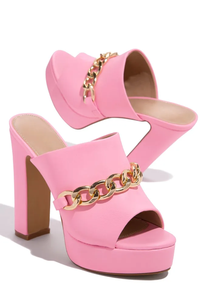 Water Platform Metal Chain Outdoor Slippers Pink - Shop at LoveMi