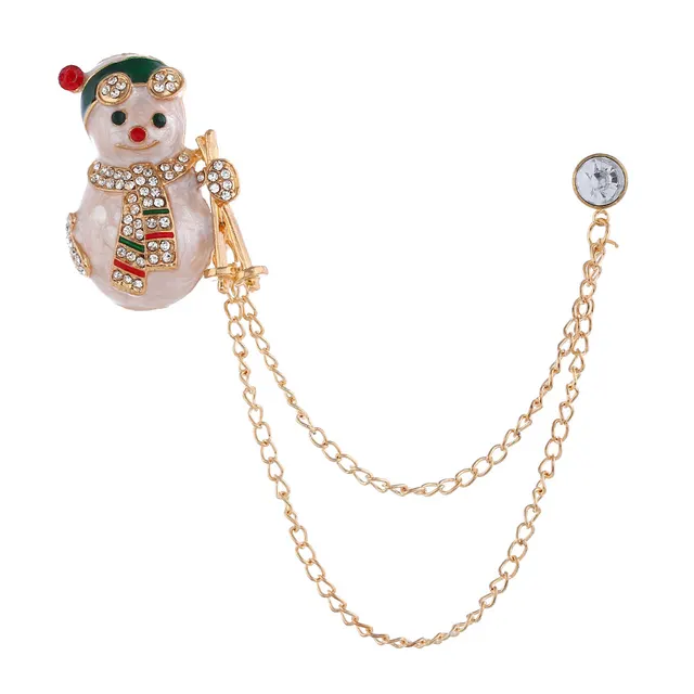 European And American Brooch Cartoon Cute Christmas Snowman Diamond Double Layer Main Color - Shop at LoveMi
