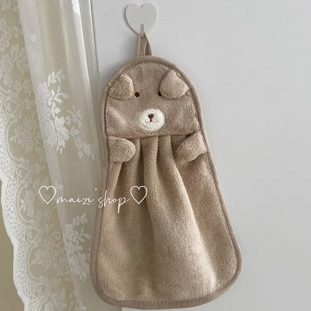 Towels Can Hang Coral Fleece Absorbent Towels To Wipe Face Bathroom Children Khaki Bearsmall Towel - Shop at LoveMi
