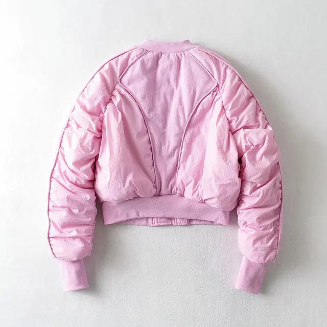 European And American Style Cotton Coat Short Bread Jacket Women's Bomber Jacket Pink - Shop at LoveMi