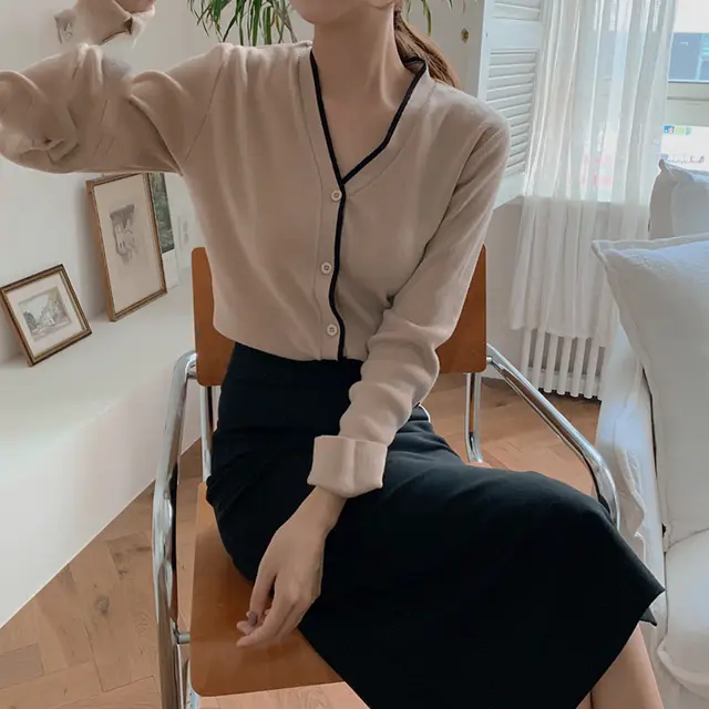 Retro A line Slit Bag Hip Skirt High Waist Mid length Skirt Black - Shop at LoveMi