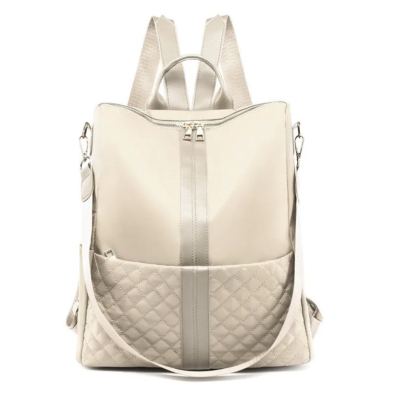 Casual Oxford Backpack Women Fashion Lingge Large Capacity Travel White - Shop at LoveMi