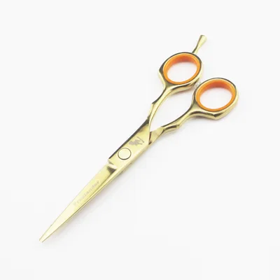 5.5 Inch Golden Symmetrical Handle Thinning Hairdressing Scissors Golden Flat Scissors - Shop at LoveMi