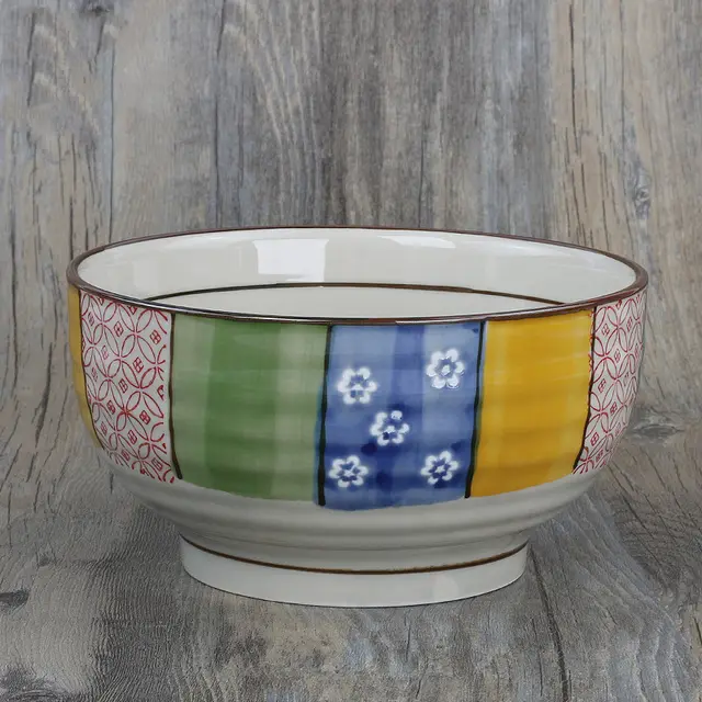 Ceramic Hand Painted Underglaze Large Bowl Totem Check - Shop at LoveMi