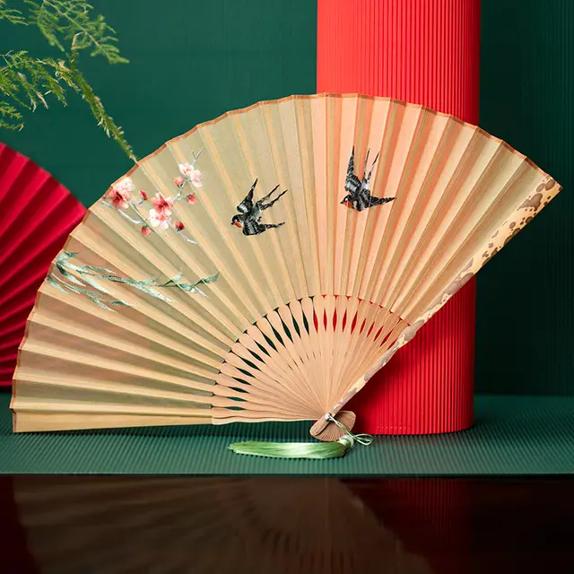 Wind Folding Fan Women''s Hanfu Embroidery Women''s Portable Folding Spring Full Of Garden - Shop at LoveMi