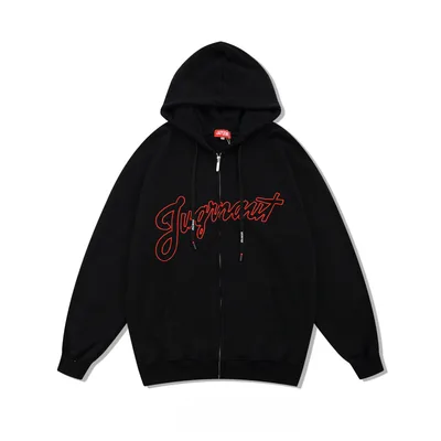 Loosely Embroidered Letters Couple Thin Hooded Sweater Black - Shop at LoveMi