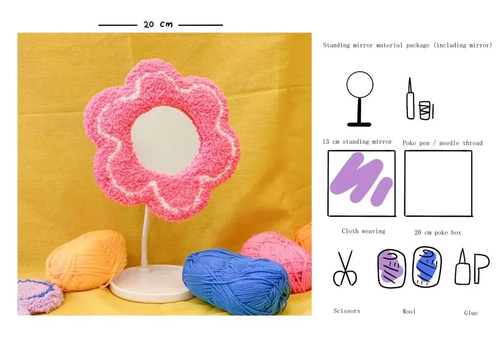 Flower Mirror Diy Handmade Material - Pink
