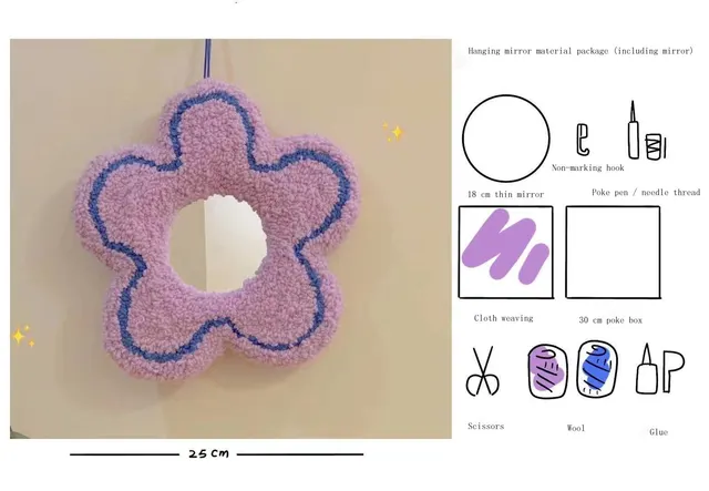 Flower Mirror Diy Handmade Material Purple - Shop at LoveMi