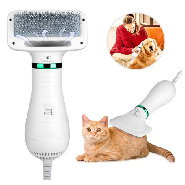 Pet Electric Hair Dryer Comb Dog Hair Heating Fan Drying And Drawing Combo Pet Hair Comb White - Shop at LoveMi