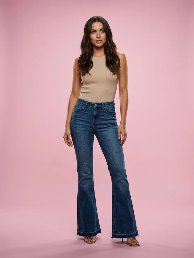 European And American Slim Slim Trousers And Micro Flared Jeans Dark Blue - Shop at LoveMi