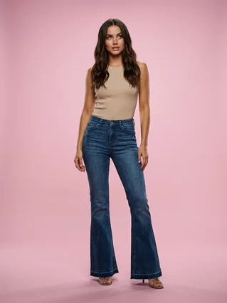 European And American Slim Slim Trousers And Micro Flared Jeans - Dark Blue