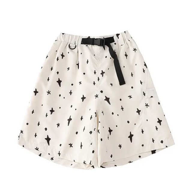 Black And White Stars Loose Casual A line Shorts White - Shop at LoveMi