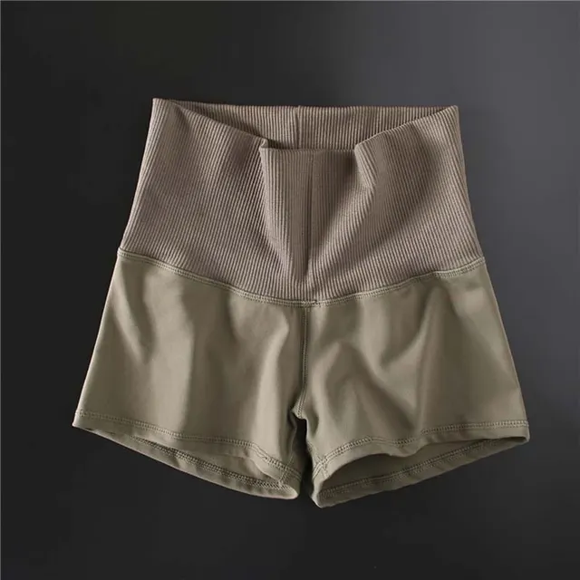 Peach Sexy High waisted Abdominal Sports Shorts Women's Stretch Tight fitting Hips Quick drying Running Yoga Hot Pants Fitness Pants Green Army - Shop at LoveMi