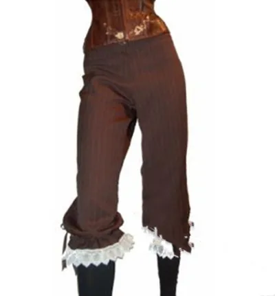 Lace Stitching Lace up Leggings Women's Five point Pants Brown - Shop at LoveMi