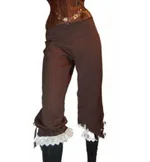 Lace Stitching Lace-up Leggings Women's Five-point Pants - Brown