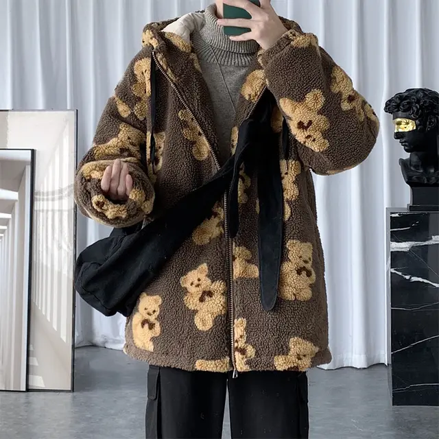 Cotton Coat Full Print Bear Sweater Brown - Shop at LoveMi
