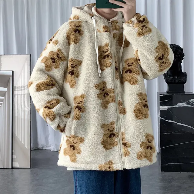 Cotton Coat Full Print Bear Sweater White - Shop at LoveMi
