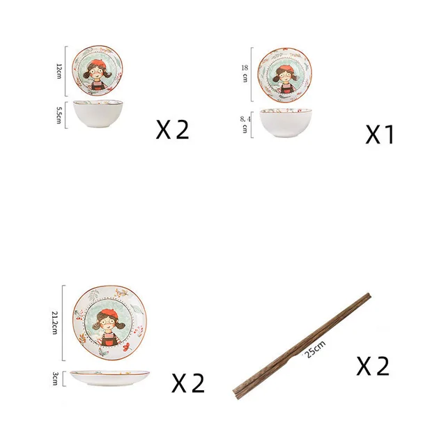 Ceramic Tableware Cute Fairy Tale Forest Baked Rice Plate Set Twoperson Food Set - Shop at LoveMi