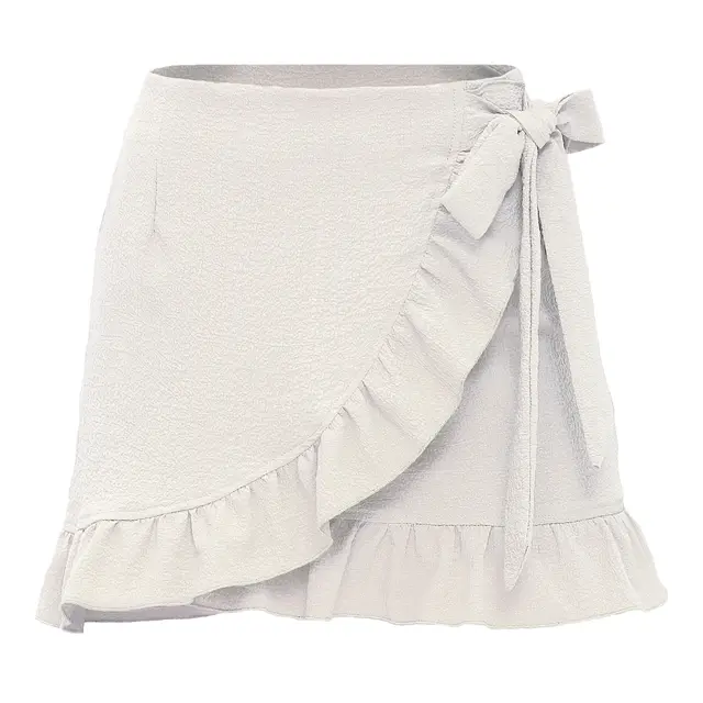 Pure Color Lace up Zipper Skirt Puffy Ruffle Skirt White - Shop at LoveMi