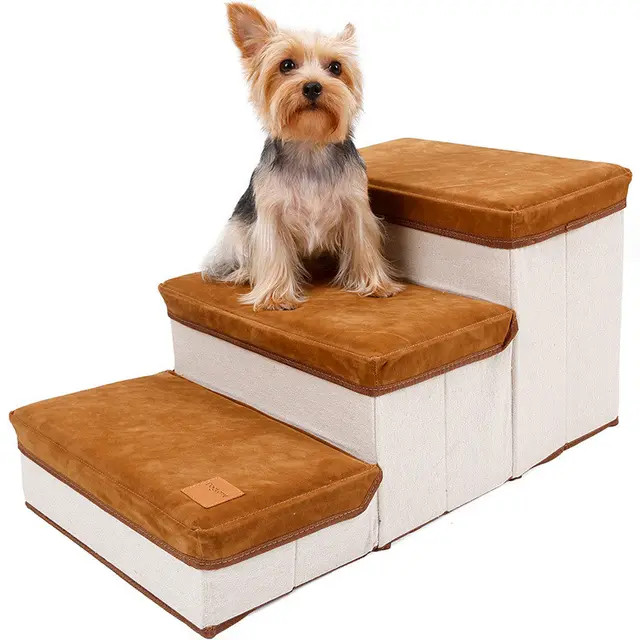 Foldable Storage Pet Dog Stairs Brown - Shop at LoveMi