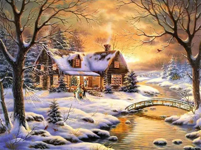 Full Square Landscape Diamond Painting Embroidery Cross Rhinestone Wall Decoration Round Diamonds 30X20Cm - Shop at LoveMi