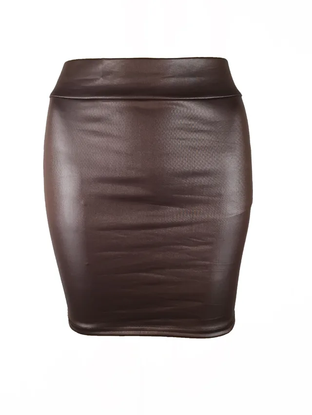 High Waist Bag Hip Slim Mini Sexy Short Skirt Coffee - Shop at LoveMi