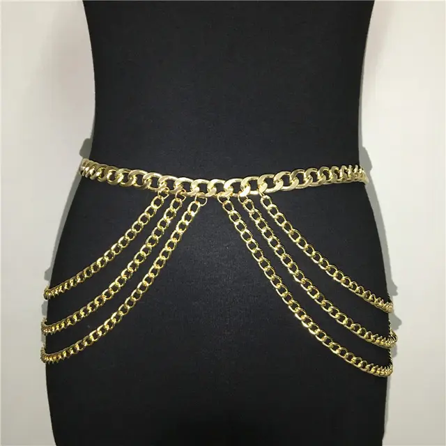 Body Chain Metal Multilayer Simple Waist Chain Gold - Shop at LoveMi