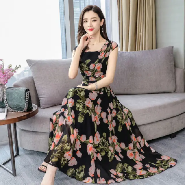 Fashionable Temperament Big Skirt Bohemian Long Dress Pink - Shop at LoveMi