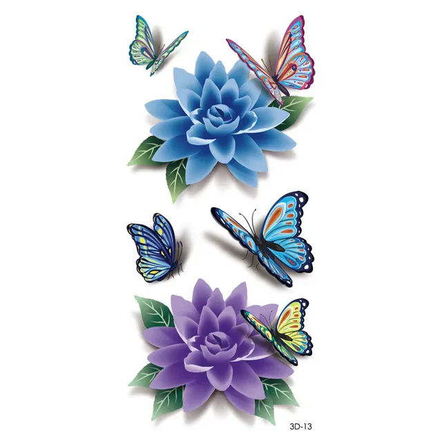 Rose Tattoo Stickers Color Printing Butterfly Flowers Waterproof 12 - Shop at LoveMi