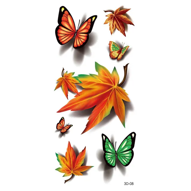 Rose Tattoo Stickers Color Printing Butterfly Flowers Waterproof 16 - Shop at LoveMi