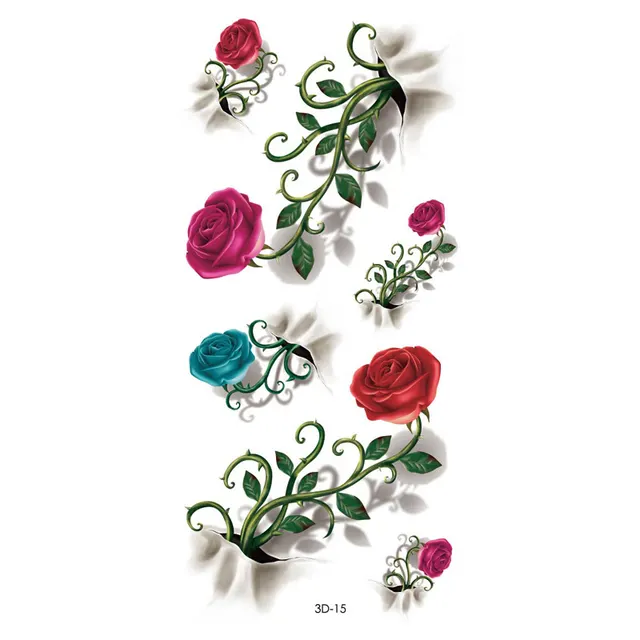 Rose Tattoo Stickers Color Printing Butterfly Flowers Waterproof Y - Shop at LoveMi