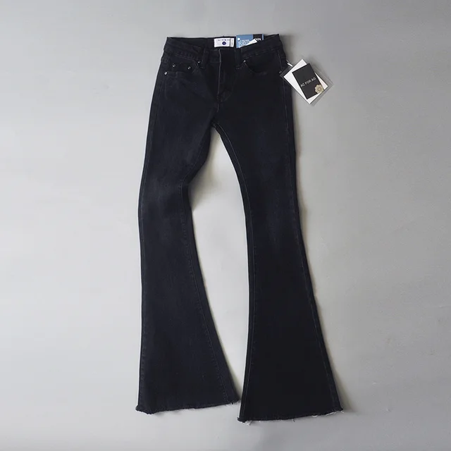 Women's Flared Pants Stretch Thin Denim Trousers Trend Black - Shop at LoveMi