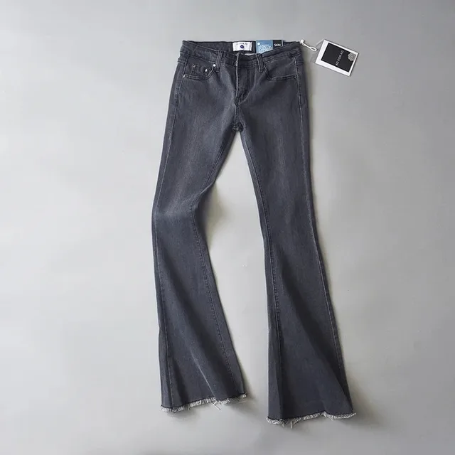 Women's Flared Pants Stretch Thin Denim Trousers Trend Light Grey - Shop at LoveMi