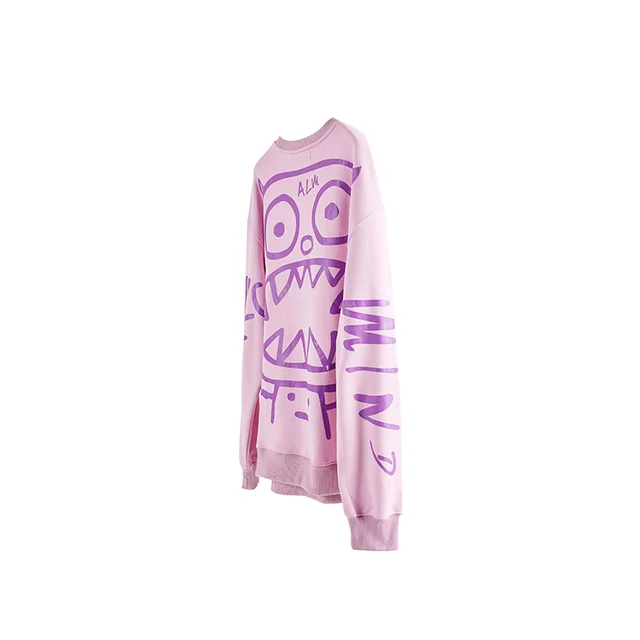 Round Neck Versatile Couple Outfit Top Casual Loose Sweater Pink - Shop at LoveMi