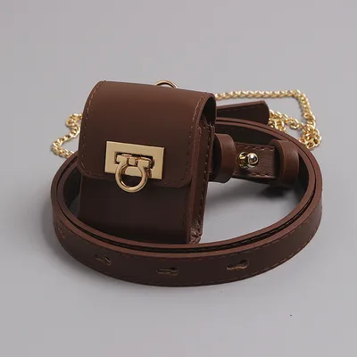 Chain Mini Messenger Bag Belt Waist Bag Coffee - Shop at LoveMi